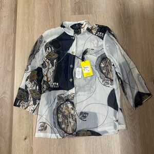 Citron Artistic Black and White Blouse